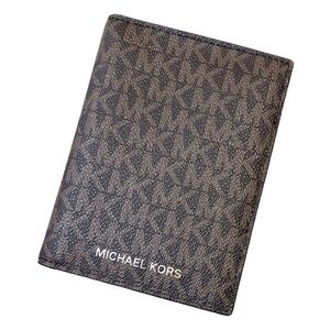 Michael Kors signature brown leather logo passport holder